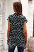 Floral Scalloped V Neck Short Sleeves Top